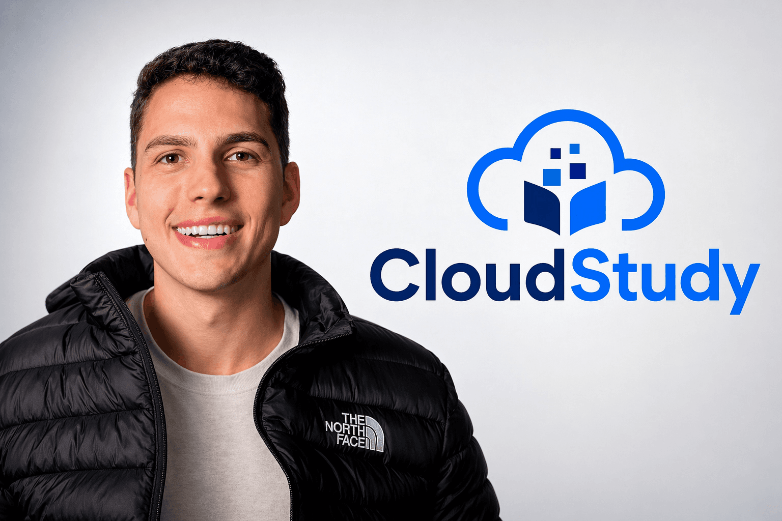 Xícara com marca da CloudStudy ao lado de anotações.